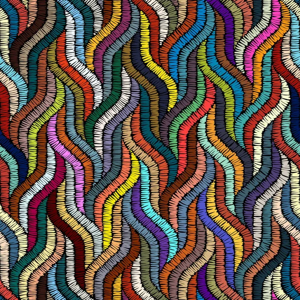 Nakış, kusursuz bir süs. Siyah arka planda renkli çizgiler. El yapımı. Etnik ve kabile motifleri. Bohem tarzında yazdır.