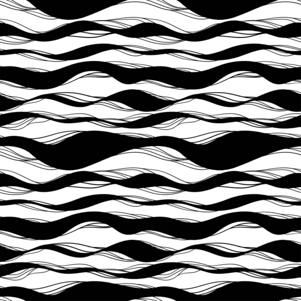 Motif Ondulé Sans Couture Impression Simple Noir Blanc Pour Textiles — Image vectorielle