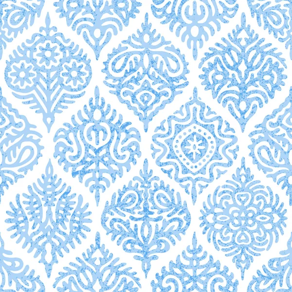 Acuarela Inconsútil Patrón Azul Blanco Adorno Elegante Para Textil Vintage — Archivo Imágenes Vectoriales