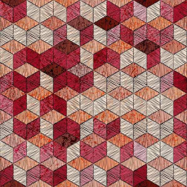 Besticktes Patchwork Nahtloses Muster Böhmischer Druck Für Textilien Geometrisches Ornament — Stockvektor
