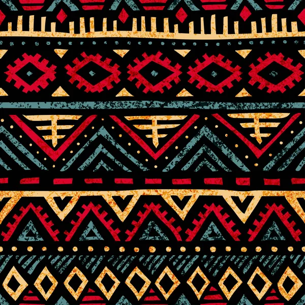 Nahtloses Vintage Muster Grungy Textur Ethnische Und Stammesmotive Blaue Gelbe — Stockvektor