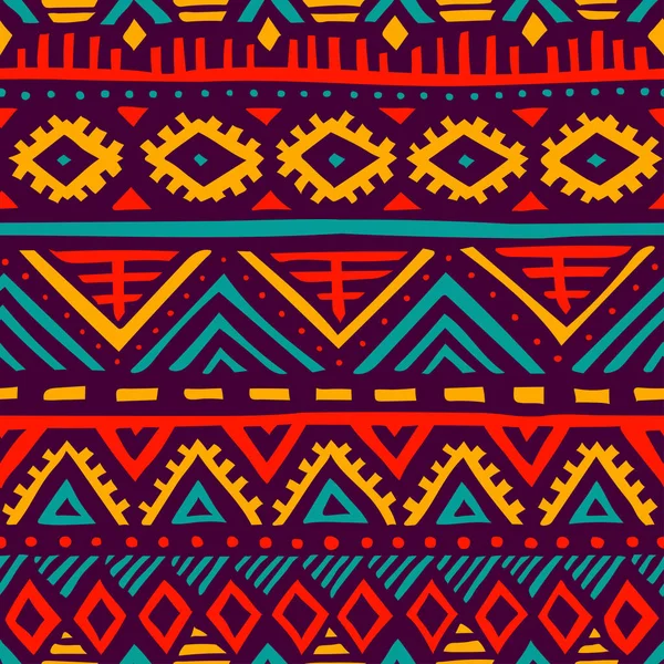 Patrón Vintage Sin Costuras Textura Gruesa Motivos Étnicos Tribales Colores — Vector de stock