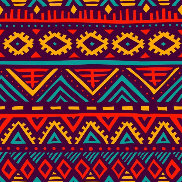 Bezszwowy Wzór Rocznika Grungy Tekstury Motywy Etniczne Plemienne Niebieski Pomarańczowy — Wektor stockowy