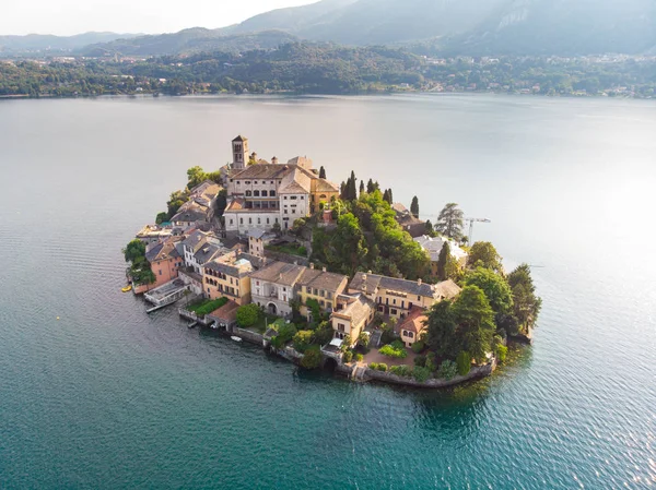 Drone Vista Lago Orta Italia — Foto de Stock