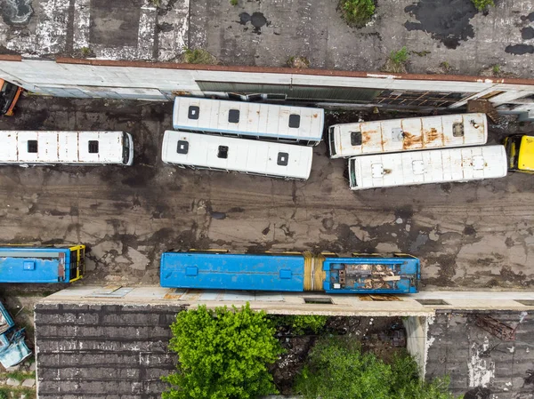 Busz Roncstelep Dron — Stock Fotó