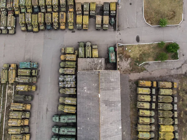 Warehouse Armored Cars Drone — Stock Photo, Image