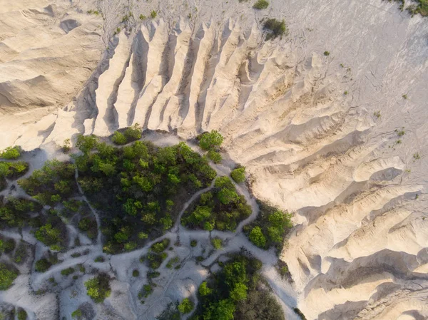 Drone view on flooded quarry