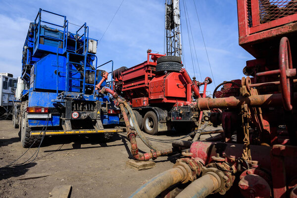 Trucks on gas well