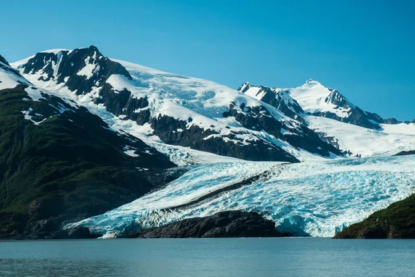 Portage Gletsjer Gezien Vanaf Portage Lake Stockafbeelding