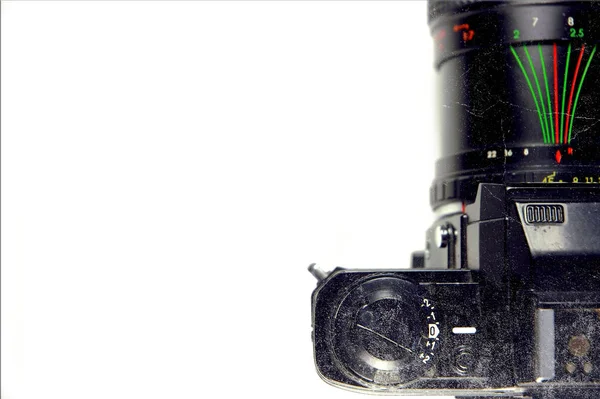 Вид Зверху Камери Праворуч Від Центру Білому Тлі Використанням Гранжевої — стокове фото