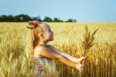 Bir buğday alanı, küçük bir kız portresi