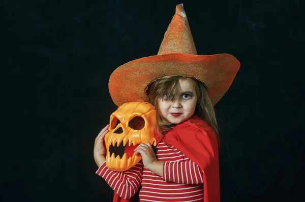 Halloween Portrét Holčičky Halloween Kostýmu — Stock fotografie