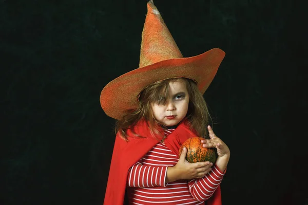 Halloween Portrét Holčičky Halloween Kostýmu — Stock fotografie