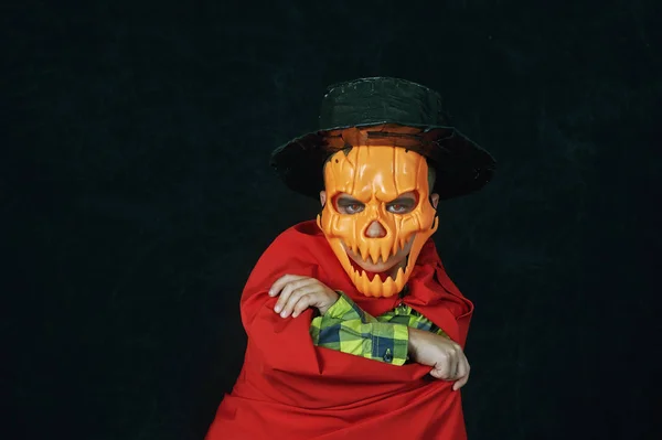Portret Van Een Jongen Een Verschrikkelijke Manier Halloween — Stockfoto