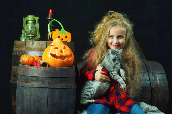 Linda Niñita Forma Bruja Decoraciones Halloween — Foto de Stock