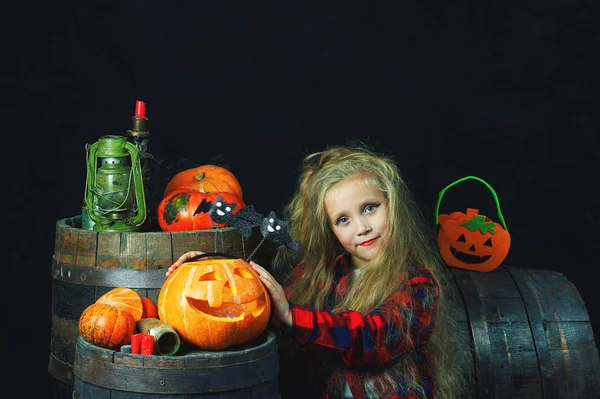 Linda Niñita Forma Bruja Decoraciones Halloween — Foto de Stock