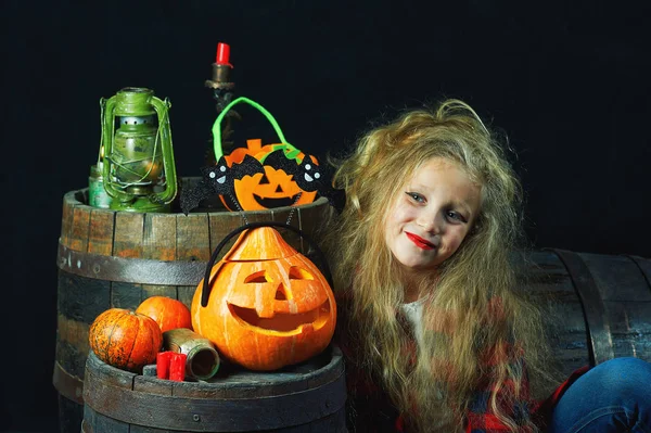 Linda Niñita Forma Bruja Decoraciones Halloween — Foto de Stock