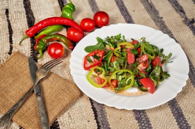 Taze sebze salatası. Sağlıklı beslenme kavramı. Yaz ışık Kahvaltı