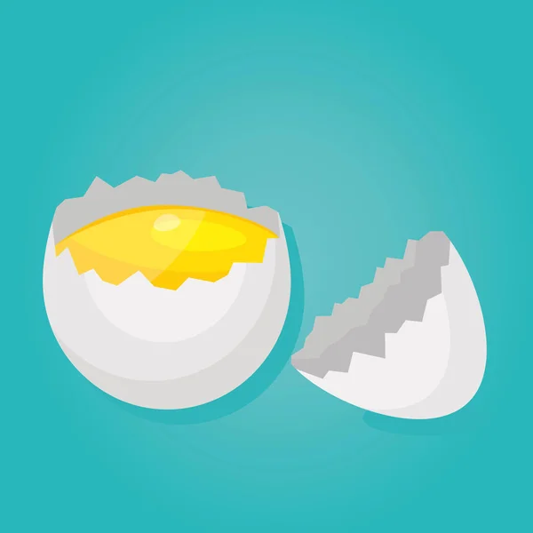 Moderna illustrazione vettoriale di uova di pollo crude e rotte. Rotto — Vettoriale Stock
