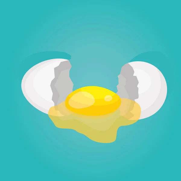 Ilustración vectorial moderna de huevos de pollo crudos y rotos. Se rompió. — Vector de stock