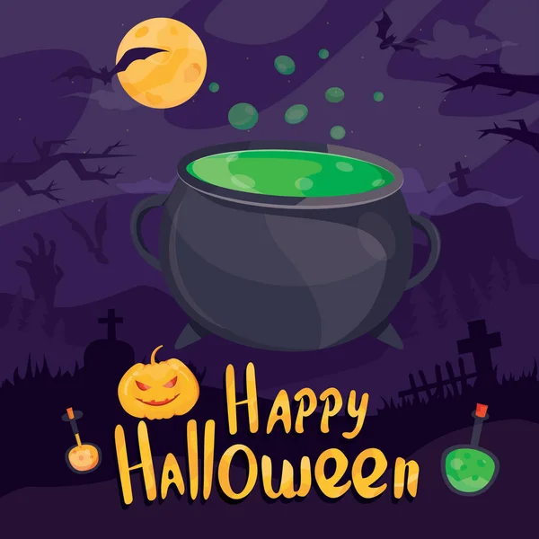 Ilustração Vetorial Moderna Feliz Banner Vetorial Halloween Fundo Mistério Com — Vetor de Stock