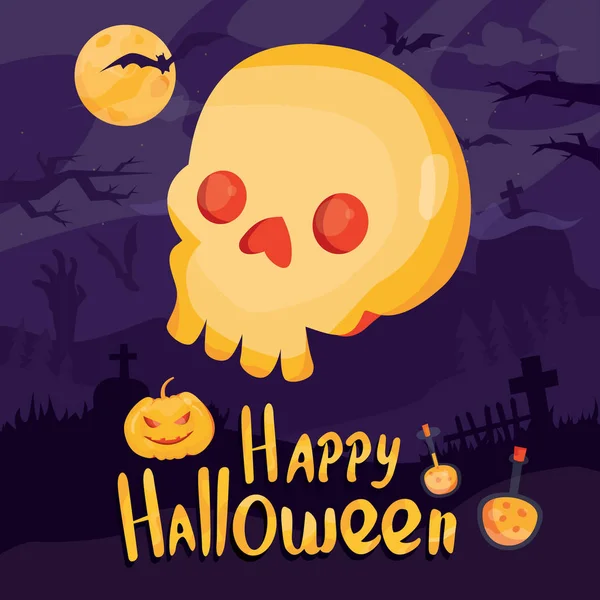 Ilustração Vetorial Moderna Feliz Banner Vetorial Halloween Fundo Mistério Com — Vetor de Stock