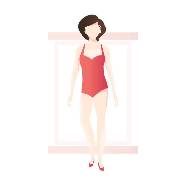 Ilustración vectorial moderna de los tipos de cuerpo de la mujer, rectángulo — Vector de stock