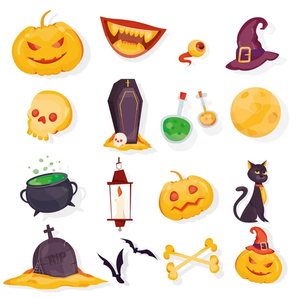 Ilustração vetorial moderna de elementos de design Happy Halloween. Se... — Vetor de Stock