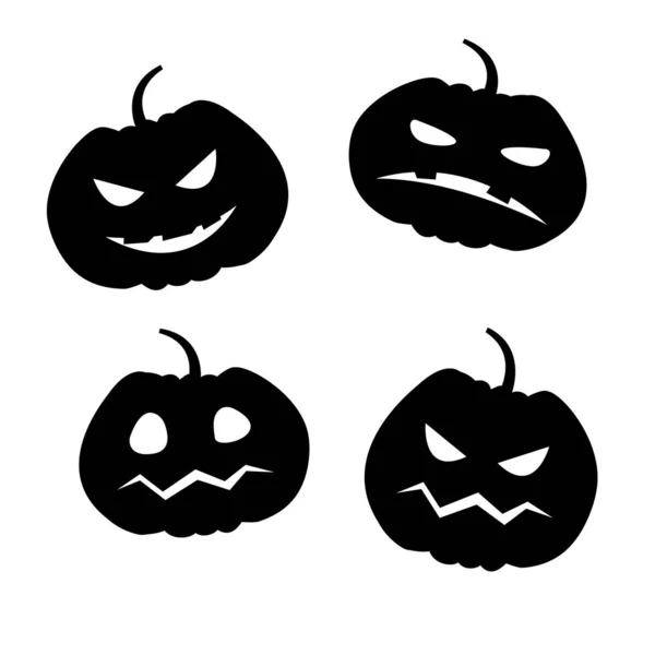 Moderne Vektorillustration von Halloween-Kürbissen. Set von schwarzen p — Stockvektor