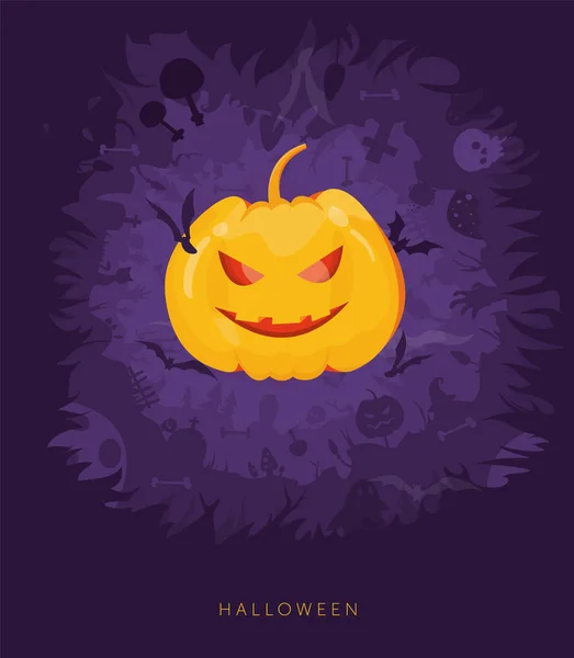 Modern vector illustration. Happy Halloween vector banner on mys — Stock Vector