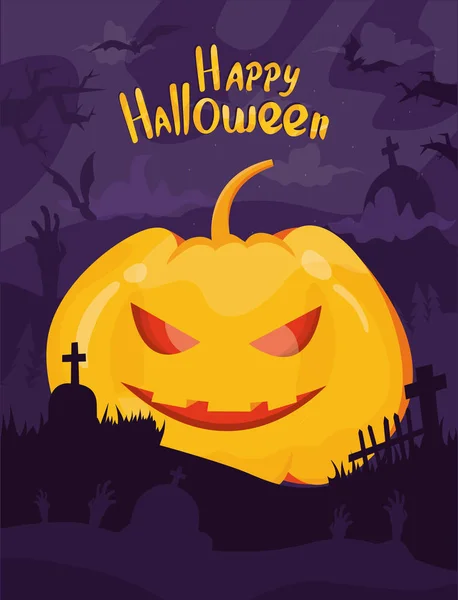 Ilustração vetorial moderna. Feliz banner vetorial de Halloween em mys — Vetor de Stock