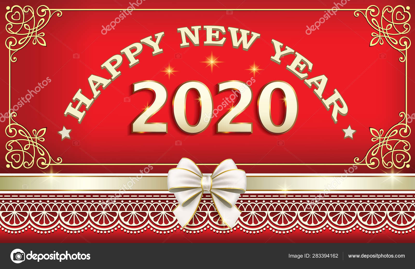 2020 Happy New Year greeting card. Vector illustration — Stock Vector © seriga #283394162