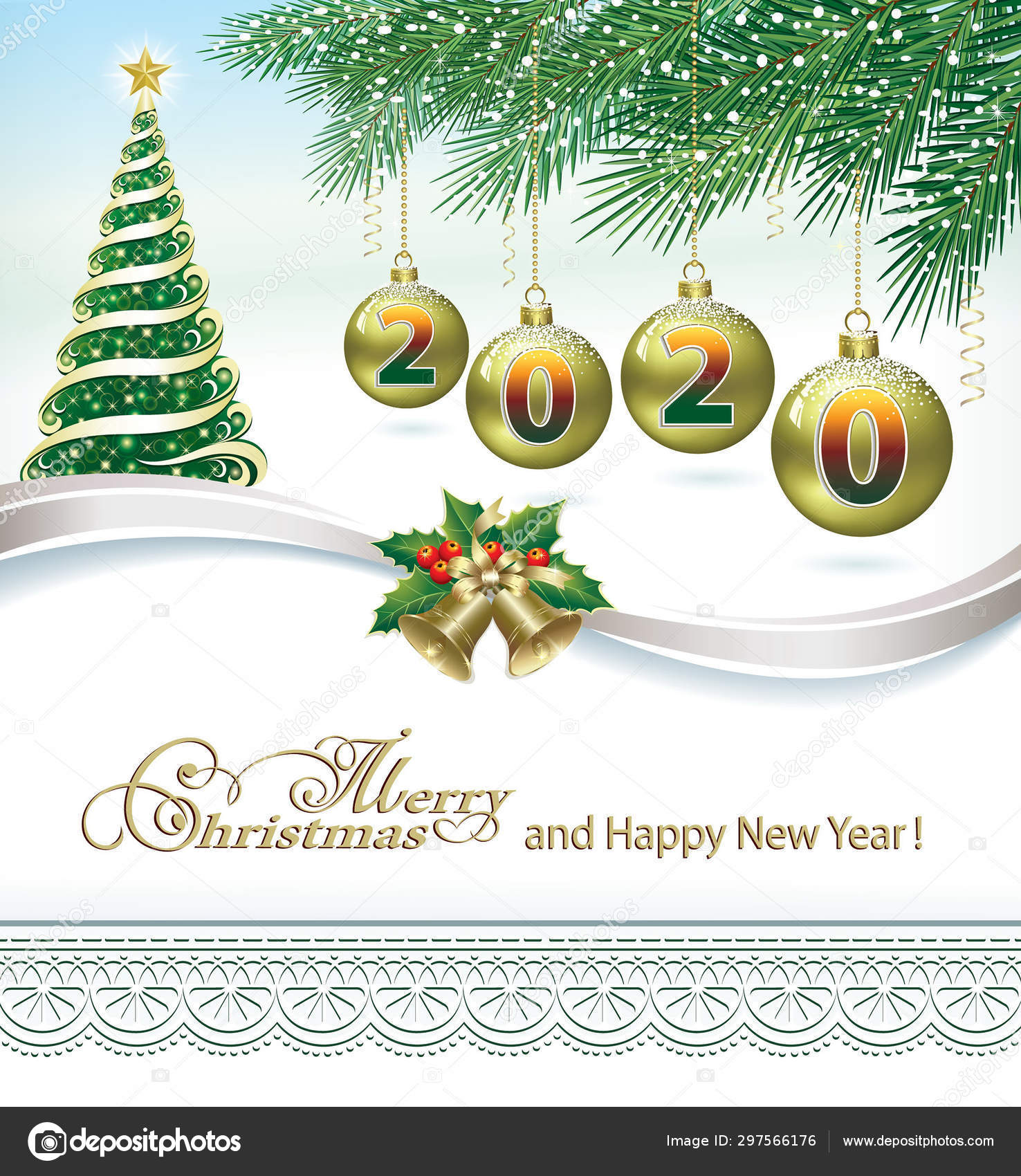 Natale 2020.Merry Christmast And Happy New Year 2020 Christmas Tree Stock Vector C Seriga 297566176