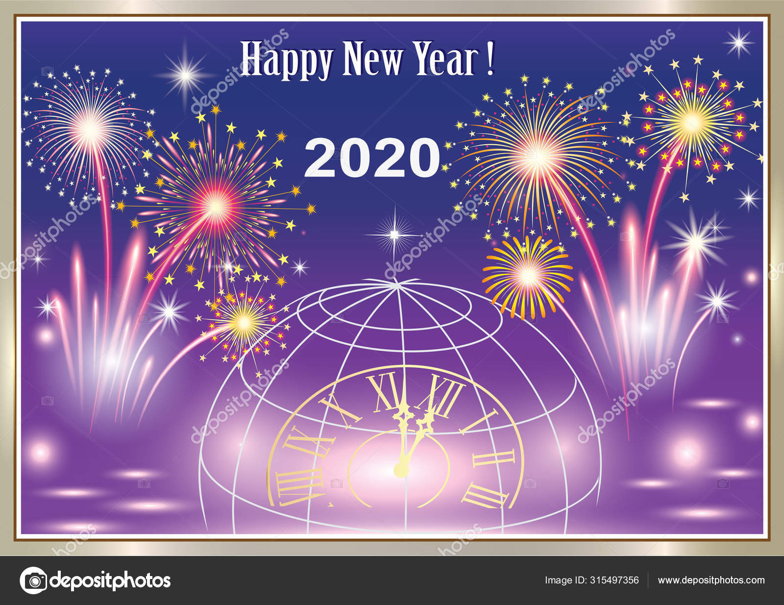 Happy New Year 2020 greeting card, banner,  illustration  Stock Vector Image by ©seriga #315497356