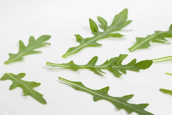 Macro Vista Dall Alto Immagine Foglie Verdi Fresche Rucola Italiana — Foto Stock