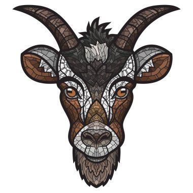 Keçi kafası beyaz arka plan üzerinde görüntü vektör