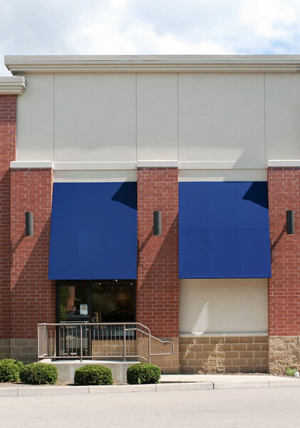 Generic Store Front with Blue Awnings