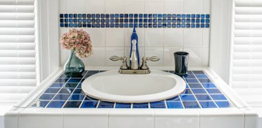 Modern mavi Çinili Vanity lavabo 