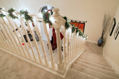 Christmas Corner Banister & Stairs clipart