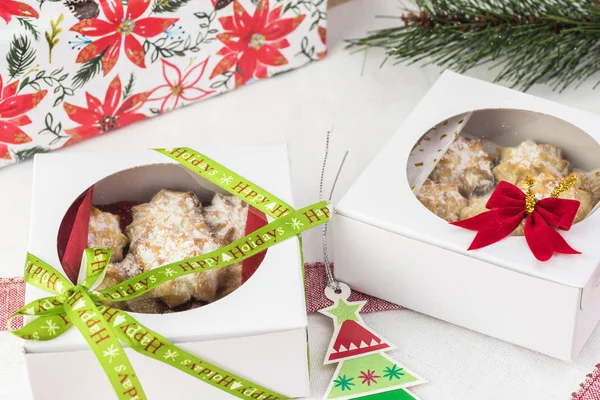 Boxes with butter cookies - gift idea for Christmas.