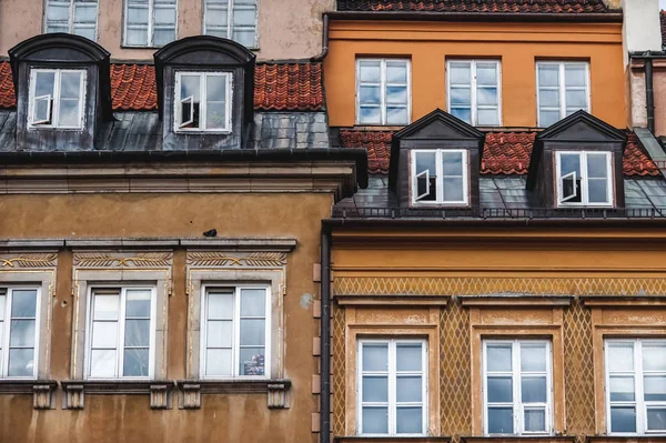 Old Beautiful Town Houses Sights Warsaw Colorful Houses Windows — Stock Photo, Image