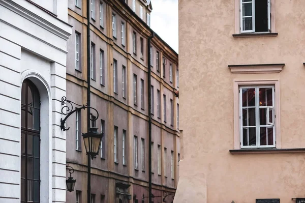 Old Beautiful Town Houses Sights Warsaw Colorful Houses Windows — Stock Photo, Image