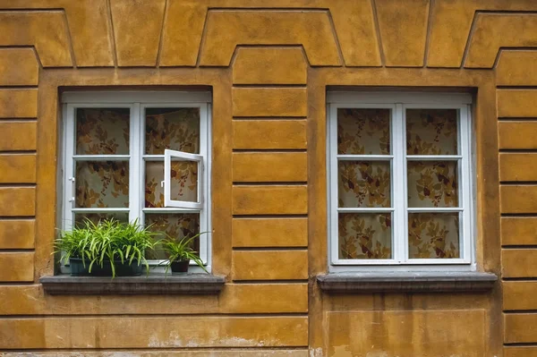 Old Beautiful Town Houses Sights Warsaw Colorful Houses Windows Windows — Stock Photo, Image