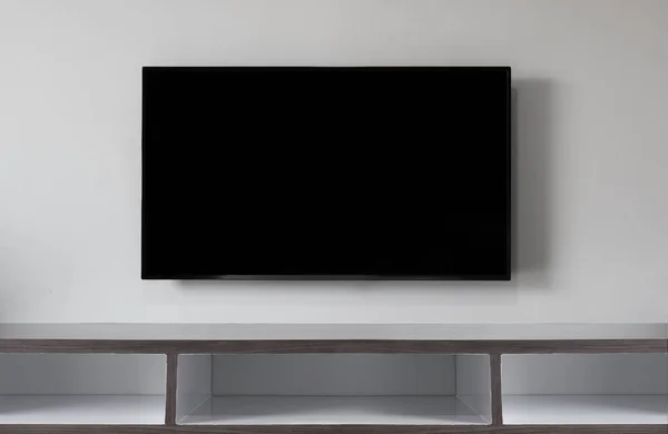 Télévision Écran Large Sur Mur Blanc — Photo