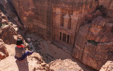 Antik kent Petra Amman, Ürdün'de hava görünümünü zevk gezgin