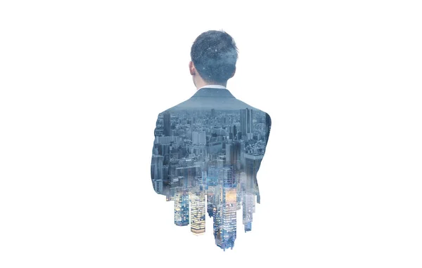 Real Estate Business Real Estate Investor Double Exposure Businessman Modern — Stock Photo, Image