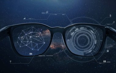 Smart glasses, VR virtual reality, and AR augmented reality technology clipart