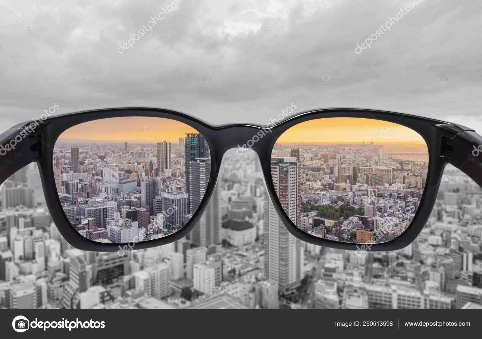 Mirando Trav s Gafas Vista Ciudad Atardecer Gafas Dalt nicas Color
