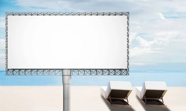 Blank Advertisement Billboard Beach Summer — Stock Photo, Image