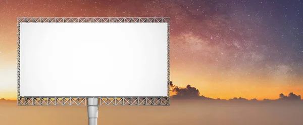 Blank White Advertisement Billboard Summer Sky Dawn Starry Sky — Stock Photo, Image